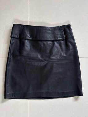 INC International Concepts Black Leather Mini Skirt